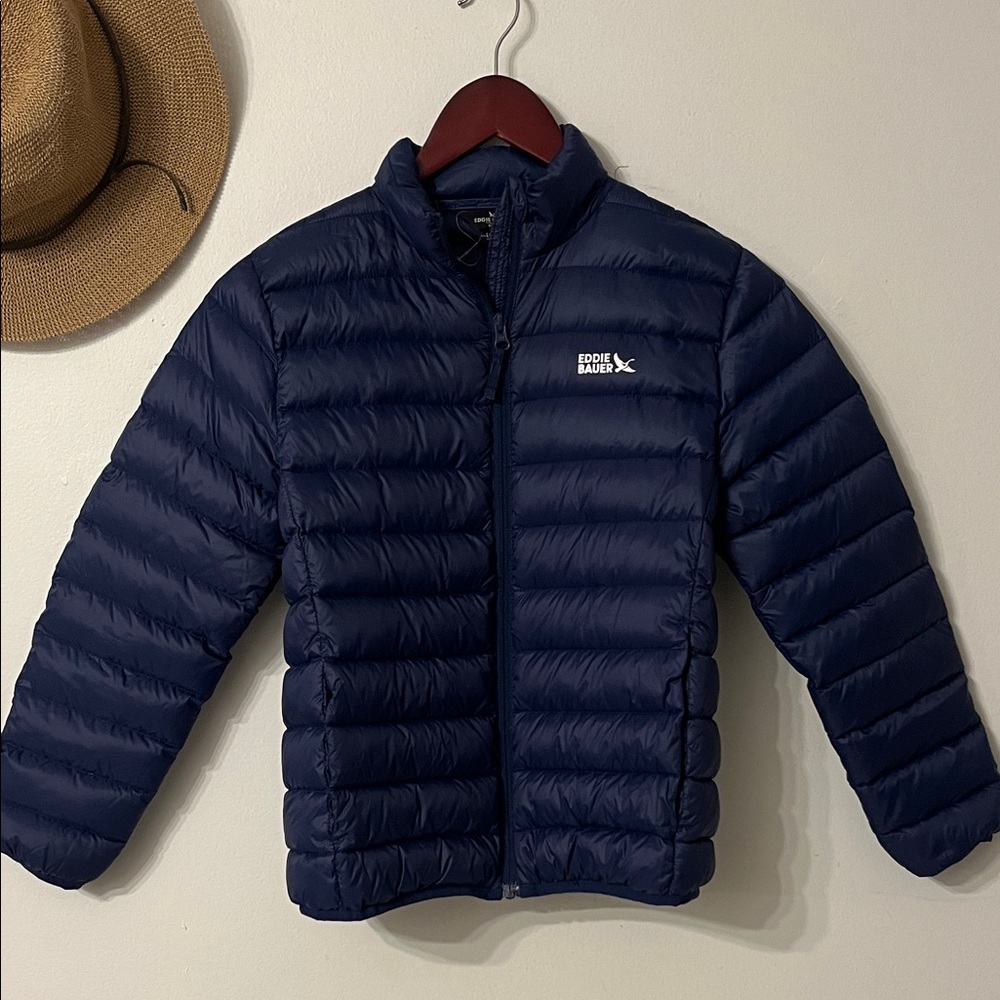Eddie Bauer Navy Packable Down Puffer Jacket
